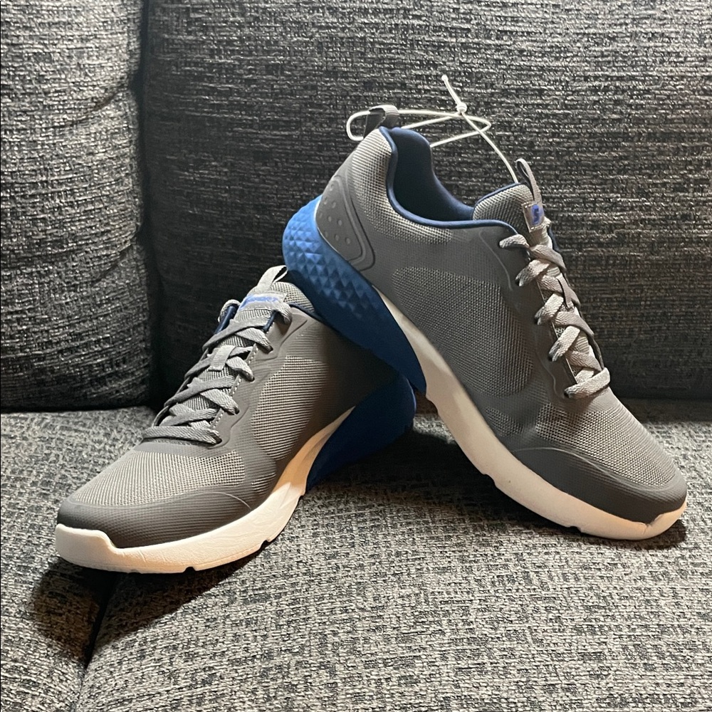 Skechers Men's Sneakers in Gray with Blue Accents